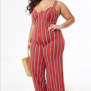 F21 Plus Striped Playsuit